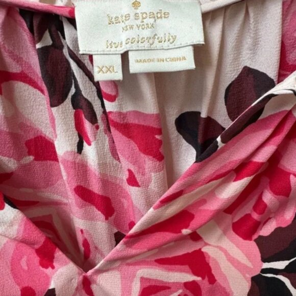 Kate Spade Floral 100% silk blouse XXL EUC - Picture 2 of 4